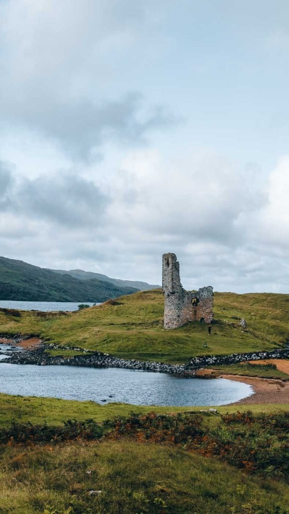 Ardvreck Castle and waterfall